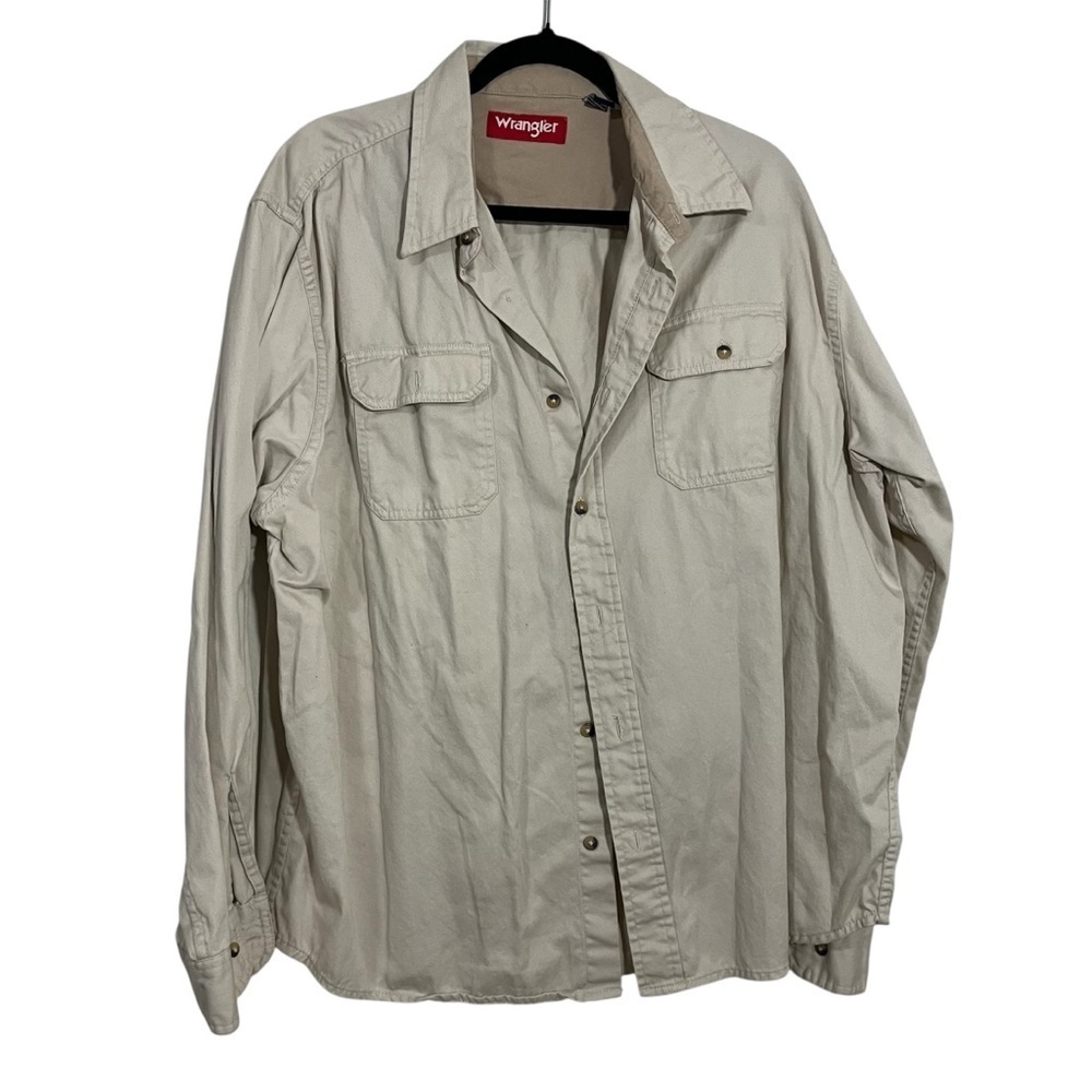 Wrangler Men's Light Tan Shacket Size XL 100% Cotton Workwear Farm Barn Western